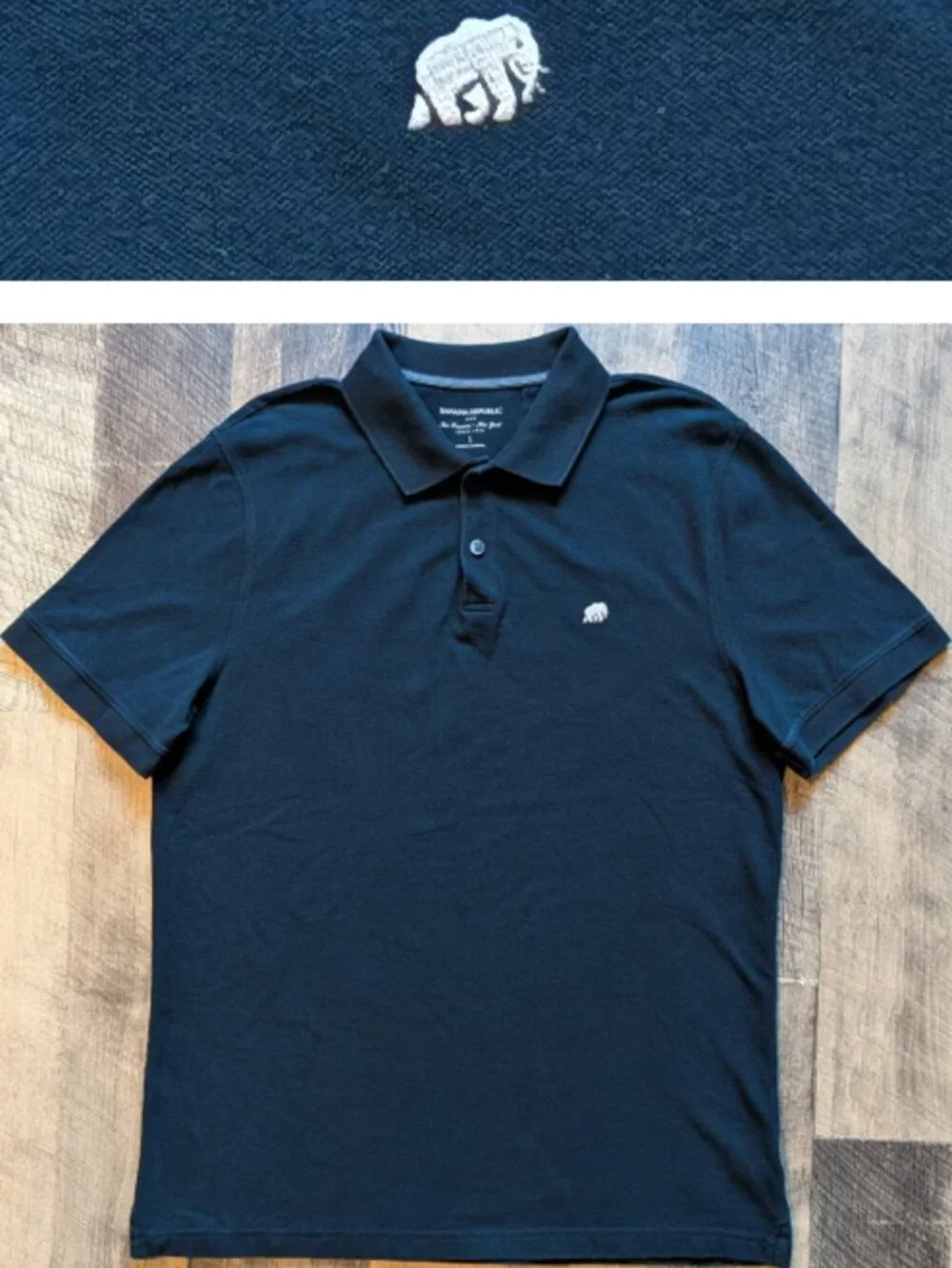 Banana Republic Polo Shirt Black Cotton Large